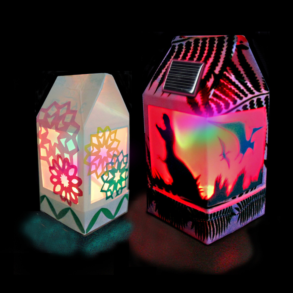 MILK CARTON SOLAR LANTERN - Full Color LED